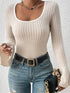 'Gwyneira' Ribbed Knit Sweater T-Shirt - Celes Fashion